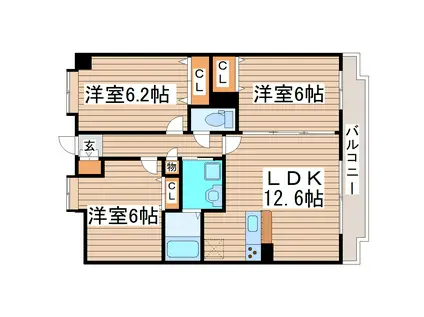 プライムアーバン長町一丁目(3LDK/12階)の間取り写真