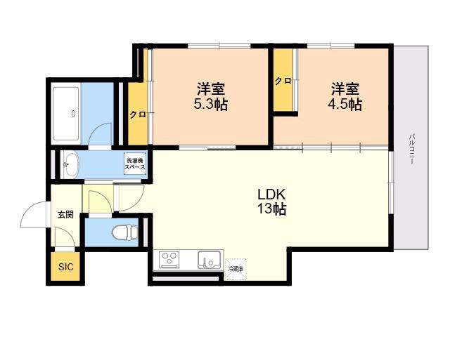 D-ROOM伊賀駅東(2LDK/2階)の間取り写真
