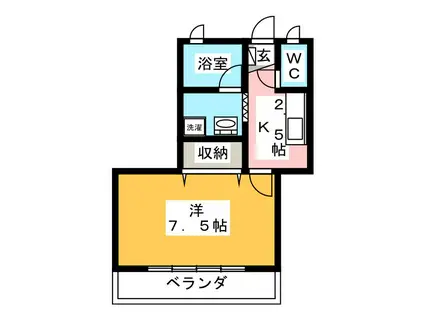 ウッドベル(1K/1階)の間取り写真