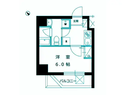 ハーモニーレジデンス田町(1K/6階)の間取り写真