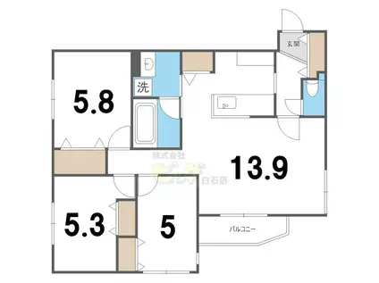 ASTER本通15(3LDK/3階)の間取り写真