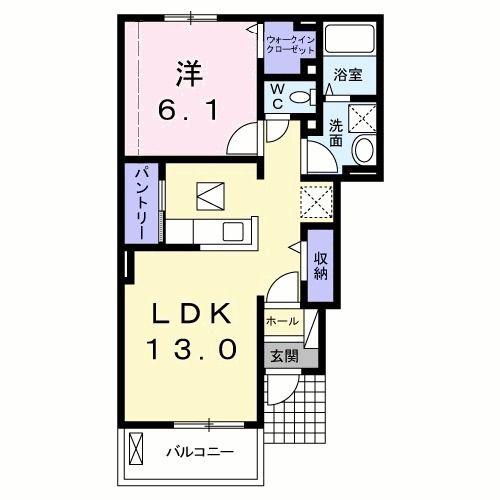 ココネリゾートI(1LDK/1階)の間取り写真