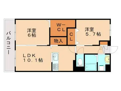 ユーミークレール楽市(2LDK/2階)の間取り写真