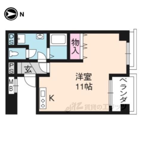 京都友禅文化会館(ワンルーム/4階)の間取り写真