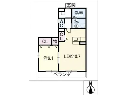 CATTLEYAIII(1LDK/2階)の間取り写真