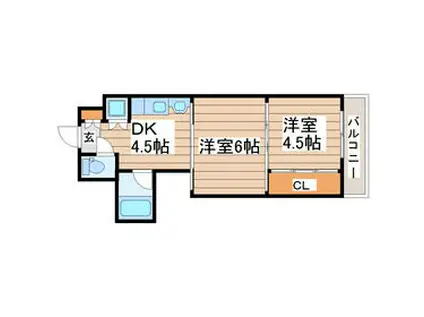 アルデール南鍛冶町(2DK/2階)の間取り写真