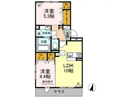 ハイムセラ大津駅前(2LDK/1階)の間取り写真