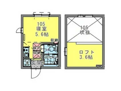 ルミエール新子安(ワンルーム/1階)の間取り写真