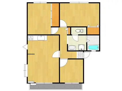サンビレッジ徳山(3LDK/1階)の間取り写真