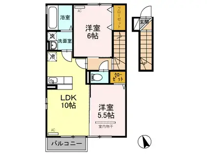 ブォナ・フォルトゥーナ B(2LDK/2階)の間取り写真