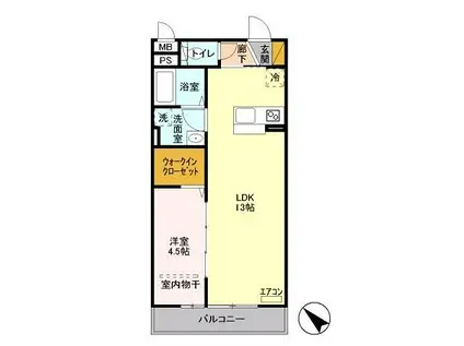 ウエストエーデル(1LDK/2階)の間取り写真