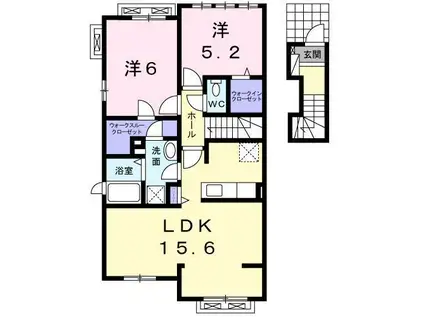 ルーラル クラウンII(2LDK/2階)の間取り写真