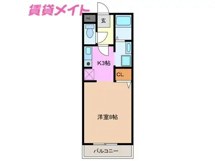 ユーミーマンションあさひII(1K/3階)の間取り写真