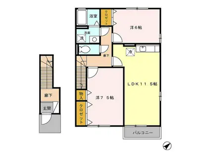 リミテッド 202(2LDK/2階)の間取り写真