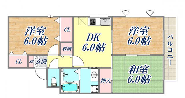 ファミール池ノ上(3DK/2階)の間取り写真