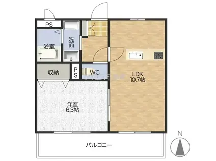 エバンジェル(1LDK/1階)の間取り写真