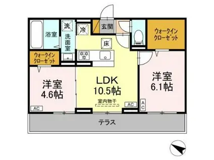 アヴァンスコート参番館(2LDK/1階)の間取り写真