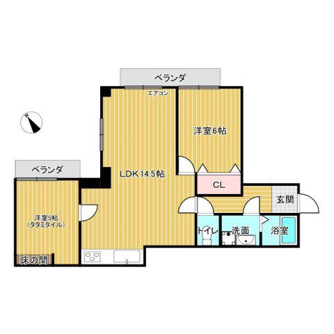 シャンボール覚王山(2LDK/2階)の間取り写真