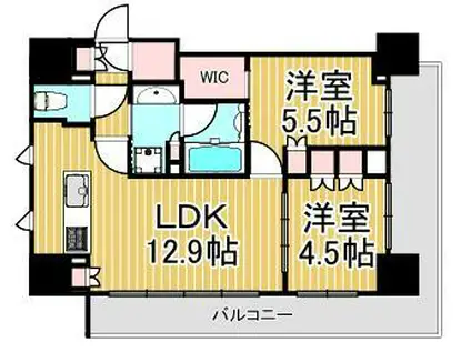 ザ・パークハビオ北千住(2LDK/9階)の間取り写真