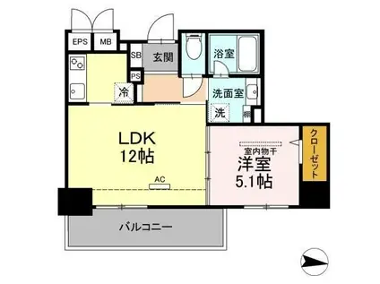 ADORABLE(1LDK/8階)の間取り写真