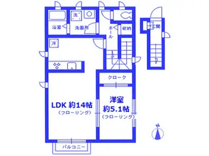 ヴィラ ソネット(1LDK/2階)の間取り写真