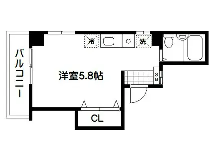 ミレニアム新井(ワンルーム/2階)の間取り写真