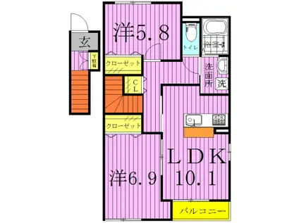 AVANTI HOUSE アバンティ ハウス(2LDK/2階)の間取り写真
