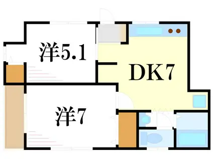 都営新宿線 瑞江駅 徒歩13分 2階建 築37年(2DK/1階)の間取り写真