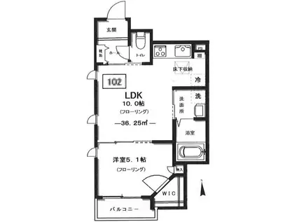 プルミエール自由が丘(1LDK/1階)の間取り写真