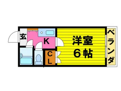 ハイツ山口(1K/1階)の間取り写真