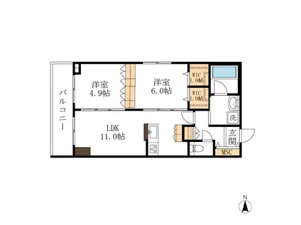 GRAN MAISON HIYOSHI(2LDK/2階)の間取り写真