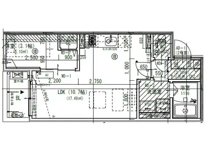 JACK TODANISHII(1LDK/3階)の間取り写真