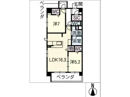 ノルシャトー(2LDK/5階)の間取り写真
