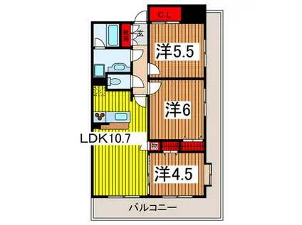スターフィールド浦和常盤(3LDK/3階)の間取り写真
