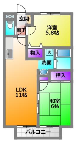 メゾン・ショコラ(2LDK/1階)の間取り写真