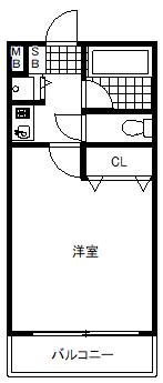 シャトラン弓木三番館(1K/1階)の間取り写真