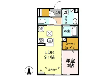 シティハウス高萩 2(1LDK/1階)の間取り写真