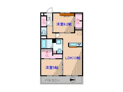 コンフェルタ日吉(2LDK/1階)の間取り写真