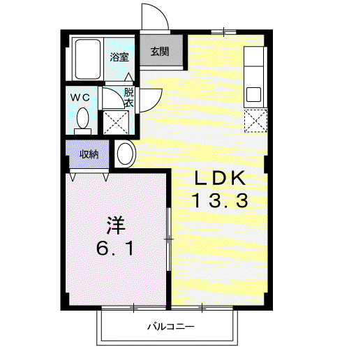 トラッドハイツ柏崎(1LDK/1階)の間取り写真