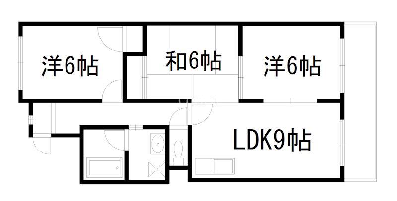 嵯峨野ロイヤルハイツ(3LDK/4階)の間取り写真