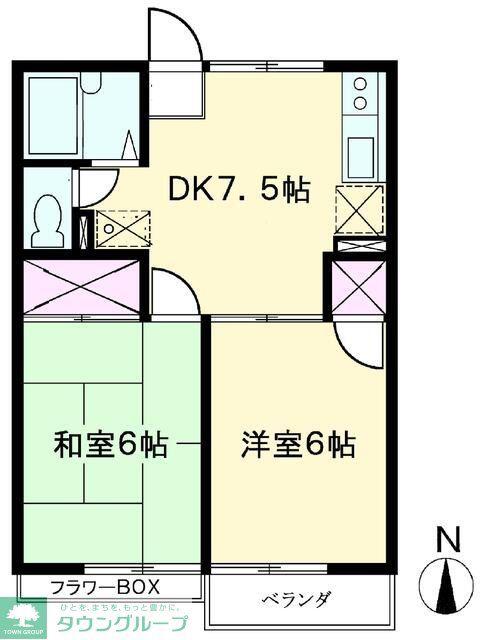 レピュート加藤1号棟(2DK/2階)の間取り写真