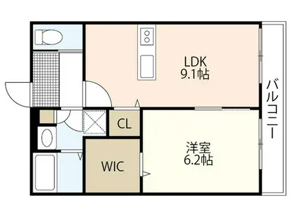 クーアヴァン(1LDK/2階)の間取り写真