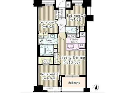 ザ・パークハウス山吹神楽坂(3LDK/5階)の間取り写真