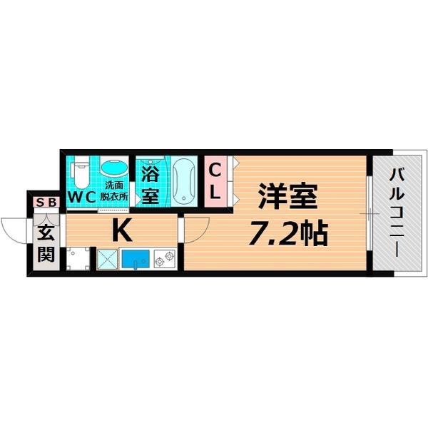 エス・キュート城東中央(1K/9階)の間取り写真
