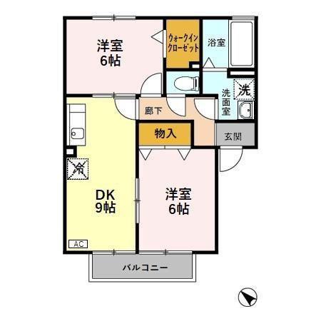 パストラルA(2DK/2階)の間取り写真