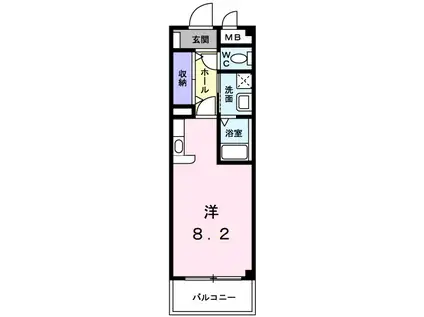 フォンテーヌ東津田(ワンルーム/4階)の間取り写真