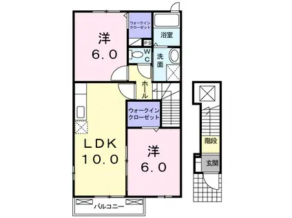 セントラルヤードA(2LDK/2階)の間取り写真