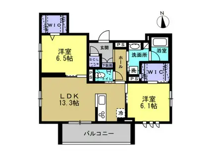イーエムサン(2LDK/2階)の間取り写真