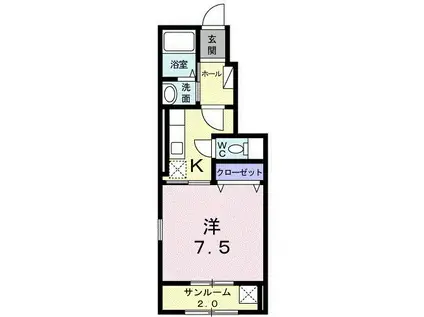 パークサイド セレノ(1K/1階)の間取り写真