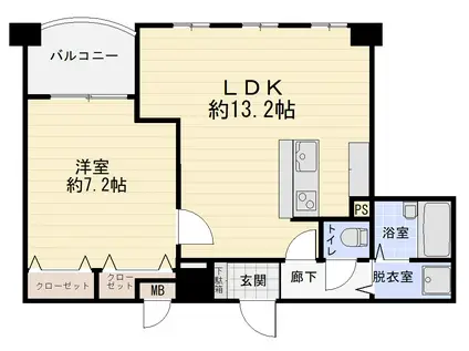 二宮ロイヤルハイツII(1LDK/2階)の間取り写真